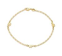 Bling Jewelry Dainty Three Multi Charm Lucky Elephant Bracelet For Women Teens 18K Gold Plated Brass 7.5 Inch Made In Brazil
