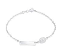 Bling Jewelry Dainty Virgin Mary Personalize Thin Religious Identification ID Bracelet Curb Cuban Chain Link .925 Silver Sterling 7 Inch