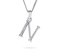 Bling Jewelry Delicate ABC Cubic Zirconia Pave CZ Capital Block Letter Alphabet Initial N Pendant Necklace For Women Sterling Silver