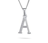 Bling Jewelry Delicate ABC Cubic Zirconia Pave CZ Capital Block Letter Alphabet Initial Pendant Necklace For Teen Women .925 Sterling Silver