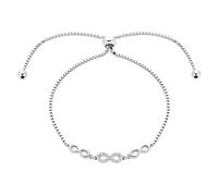 Bling Jewelry Delicate Dainty Romantic Symbols Love Knot Trio Multi CZ Accent Infinity Bolo Bracelet For Women Teens .925 Sterling Silver Adjustable Slide