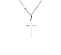 Bling Jewelry Delicate Petite X- Small Tube Simple Religious Cross Pendant Necklace For Women Teens Polished .925 Sterling Silver