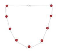 Bling Jewelry Delicate Simple Genuine Gemstone Red Carnelian Chain Round Ball Bead Tin Cup Necklace For Women .925 Sterling Silver 18 Inch