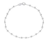 Bling Jewelry Delicate Sturdy Petite 3MM Round Ball Bead Station Chain Anklet Hot Wife Ankle Bracelet For Women Teens .925 Sterling Silver 9 Inch Made In Italy