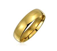 Bling Jewelry Dome Comfort Fit Wedding Band Ring For Couples For Men For Women Gold Plated Stainless Steel 5MM