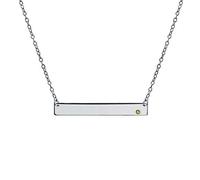 Bling Jewelry Engravable Sideways Bar Name Plated Pendant Necklace For Women Yellow Birth Month Crystal Sterling Silver
