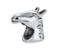 Equestrian Western Horse Charm Bead For Women Teen Oxidized .925 Sterling Silver Fits European Bracelet