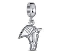 Bling Jewelry Equestrian Western Horse Dangle Charm Bead For Women Teen Oxidized .925 Sterling Silver Fits European Bracelet