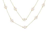 Bling Jewelry Fashion Cream Off White Enamel Flower Long Wrap Layer Gold Plated Crystal Accent Station Chain Wrap Layer Clover Necklace For Women 36 Inch