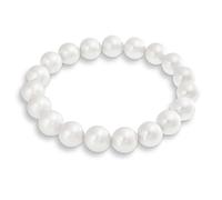 Bling Jewelry Fashion Simple Ball Round Stackable Single Strand Stretch White Simulated Pearl Bracelet For Women For Teen 10MM