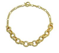 Bling Jewelry Fashion Statement Chunky Texture Large Oval Interlocking Link Chain Choker Necklace For Women Toggle Clasp Closure Matte Gold Plated
