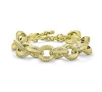 Bling Jewelry Fashion Statement Chunky Texture Large Oval Interlocking Link Chain Matt Gold Plated Bracelet For Women Toggle Clasp Closure