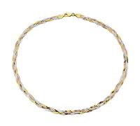 Bling Jewelry Flat Flexible 14K Yellow Rose Gold Overlay .925 Sterling Silver 5MM Twist 3 Tri Tone Herringbone Braided Magic Snake Chain Choker Necklace For Women Made In Italy 20 Inch