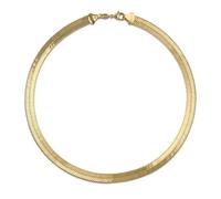 Bling Jewelry Flexible Flat Contoured Fit Collar Gold Tone Herringbone Snake Chain Omega Choker Necklace For Women Teen Flexible Contoured 15 Inch 5MM Wide