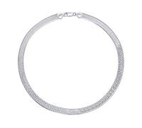 Bling Jewelry Flexible Reversible Flat Greek Key Design.925 Sterling Silver Herringbone Necklace Collar For Women Nickle-Free Made in Italy 16 Inch
