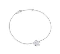 Bling Jewelry Four Leaf Shamrock Flower Anklet Lucky Charm Clover Ankle Bracelet For Women Teens Curb Link .925 Sterling Silver 9 To 10 Inch With Extender Adjustable
