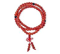 Bling Jewelry Gemstone Natural Carnelian Orange Red Buddhist Mala Prayer Bead Long Natural Strands Beads for Meditation Prayer Yoga Rosary Necklace For Men For Women Stacking Wrap Stretch Bracelet