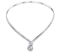 Bling Jewelry Geometric Choker V Shape Interlocking Balls Collar Statement Necklace For Women .925 Silver Sterling