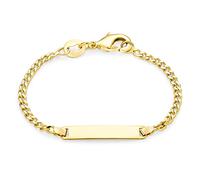 Bling Jewelry Gold Plated Brass Tiny Engravable Identification Tag ID Bracelet For Women Lightweight For Small Wrists 5 Inch