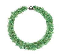 Bling Jewelry Green Aventurine Gemstone Chunky Cluster Bib Chips Multi Strand Statement Necklace For Women Silver Plated Clasp
