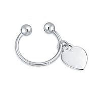 Bling Jewelry Heart Tag ID Keychain Ball Screw Tip Horseshoe Key Ring For Women Graduation .925 Sterling Silver Custom Engr