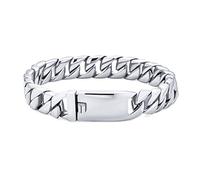 Bling Jewelry Heavy Solid Miami Curb Chain Link Bracelet Silver Tone Stainless Steel Men Teens 8.5 Inch 10MM