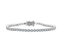 Holiday Party Bridal Clear Cubic Zirconia Circlet Solitaire AAA CZ Thin Bubble Bezel Set Tennis Bracelet For Women Wedding Silver Plated 8 Inch