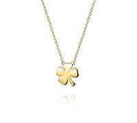 Bling Jewelry Irish Lucky Shamrock Good Luck Charm Four Leaf Clover Pendant Necklace For Women For Teen Yellow Gold Plated .925 Sterling Silver