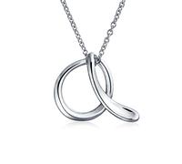 Bling Jewelry Letter A Cursive Alphabet Script Initial Pendant Necklace For Women .925 Sterling Silver 18 Inches