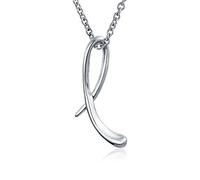 Bling Jewelry Letter L Cursive Alphabet Script Initial Pendant Necklace For Women .925 Sterling Silver 18 Inches
