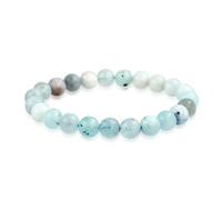 Bling Jewelry Light Blue Natural Shades Aquamarine Gemstone Round Bead Ball 8MM Stacking Stretch Bracelet For Women Men Teen Unisex