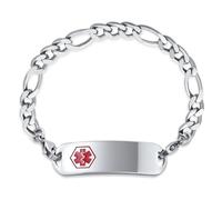 Bling Jewelry Lightweight Customized Blank Identification Medical ID Link Bracelet For Men Stainless Steel 8.5in