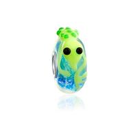 Bling Jewelry Lime Green Lizard Gecko Lamp work Murano Glass .925 Sterling Silver Core Spacer Bead Fit European Charm Bracelet For Women