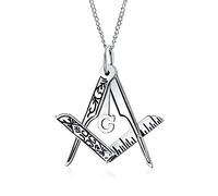 Bling Jewelry Masonic Freemason Foldable Compass Pendant Necklace For Women Oxidized .925 Sterling Silver With Chain
