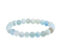 Bling Jewelry Matte Light Power Blue Aquamarine Gemstone Round Bead Ball 8MM Stacking Stretch Bracelet For Women Men Teen Unisex