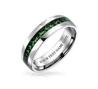 Bling Jewelry May Birthstone Month Crystal Eternity Band Ring Stainless Steel Custom Engraved