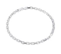 Men's 3MM Thin Solid Heavy .925 Sterling Silver Anchor Oval Forzata Chain Link Bracelet Made In Italy 8.5 Inch