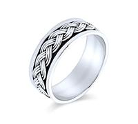 Bling Jewelry Men's Inside Out Design Two Tone Black Silver Geometric Check Board Squares Chess Ring Band For Men Heavy Solid .925 Silver Handmade In Turkey Wide 12MM
