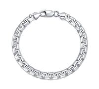 Bling Jewelry Men's Solid Heavy Thick Strong Franco Square Fancy Box Link Chain Bracelet For Men Teen .925 Sterling Silver Made In Italy 8 Inch