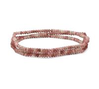 Bling Jewelry Mini Dainty Tiny Petite Seed Caviar Bead Stacking Round Faceted Genuine Natural Gemstone Rose Pink Rhodonite Ball Stackable Strand Stretch Bracelet For Women Teen Adjustable