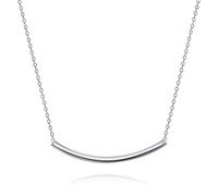 Bling Jewelry Minimalist Delicate Thin Sideways Horizontal Round Tube Curved Bar Slide Pendant Necklace For Women Teen .925 Sterling Silver