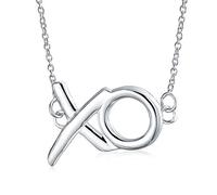 Bling Jewelry Minimalist Hugs And Kisses XO Station Pendant Necklace For Women For Teen .925 Sterling Silver With Chain