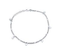 Bling Jewelry Multi Heart Dangle Charms Anklet Ankle Bracelet For Women Teens .925 Sterling Silver Figaro Chain Adjustable 9 To 9.5 Inch