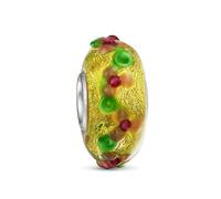 Bling Jewelry Murano Glass 3D Lamp work Multi Color Gold Foil Metallic Flower Charm Bead For Women Teen Fits European Bracelet 925 Sterling Silver Core