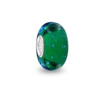 Bling Jewelry Murano Glass .925 Sterling Silver Core Teal Blue Green Bubble Spacer Charm Bead Fits European Bracelet For Women Teen