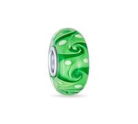 Bling Jewelry Murano Glass Shades Of Green Wave Swirl Spacer Charm Bead Fits European Bracelet For Women Teen .925 Sterling Silver Core