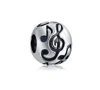 Bling Jewelry Musician Student Melody G Clef Music Note Charm Bead For Women For Teen Oxidized .925 Sterling Silver Fits European Bracelet