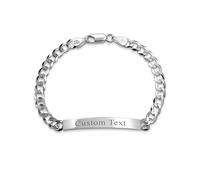 Bling Jewelry Personalize Bar Name Plated identification ID Bracelet For Men 5 MM Diamond Cut Miami Cuban Curb Link Chain Link 180 Gauge .925 Sterling Silver 7 Inch Custom Engrave