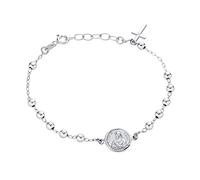 Bling Jewelry Personalize Catholic Christian Religious Prayer Beads with Cross Charm Holy Mother Virgin Mary Medal Rosary Bracelet For Women Teen .925 Sterling Silver 7-8 Inch Adjustable Customizable