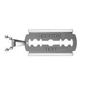 Bling Jewelry Personalize Hip Hop Biker Punk Rock Large Razor Blade Dog Tag Pendant Necklace For Men Silver Tone Stainless Steel 20 Inch Ball Chain Custom Engraved